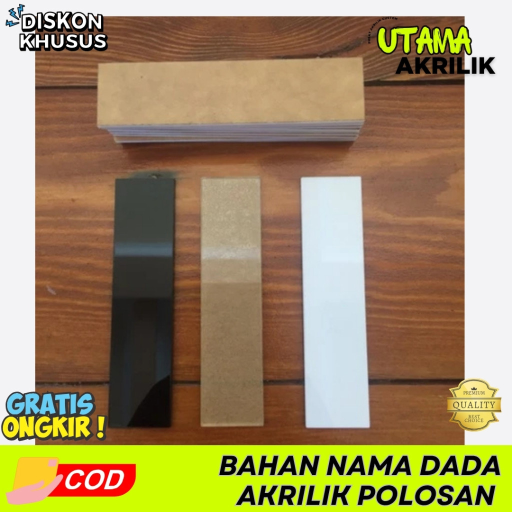 

Akrilik bahan nametag / bahan papan nama 8x2 cm