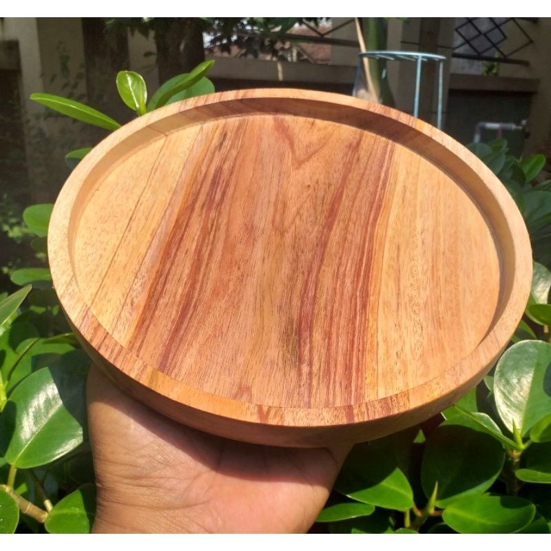 Nampan Kayu Bulat 20cm Mahoni lucu aesthetic