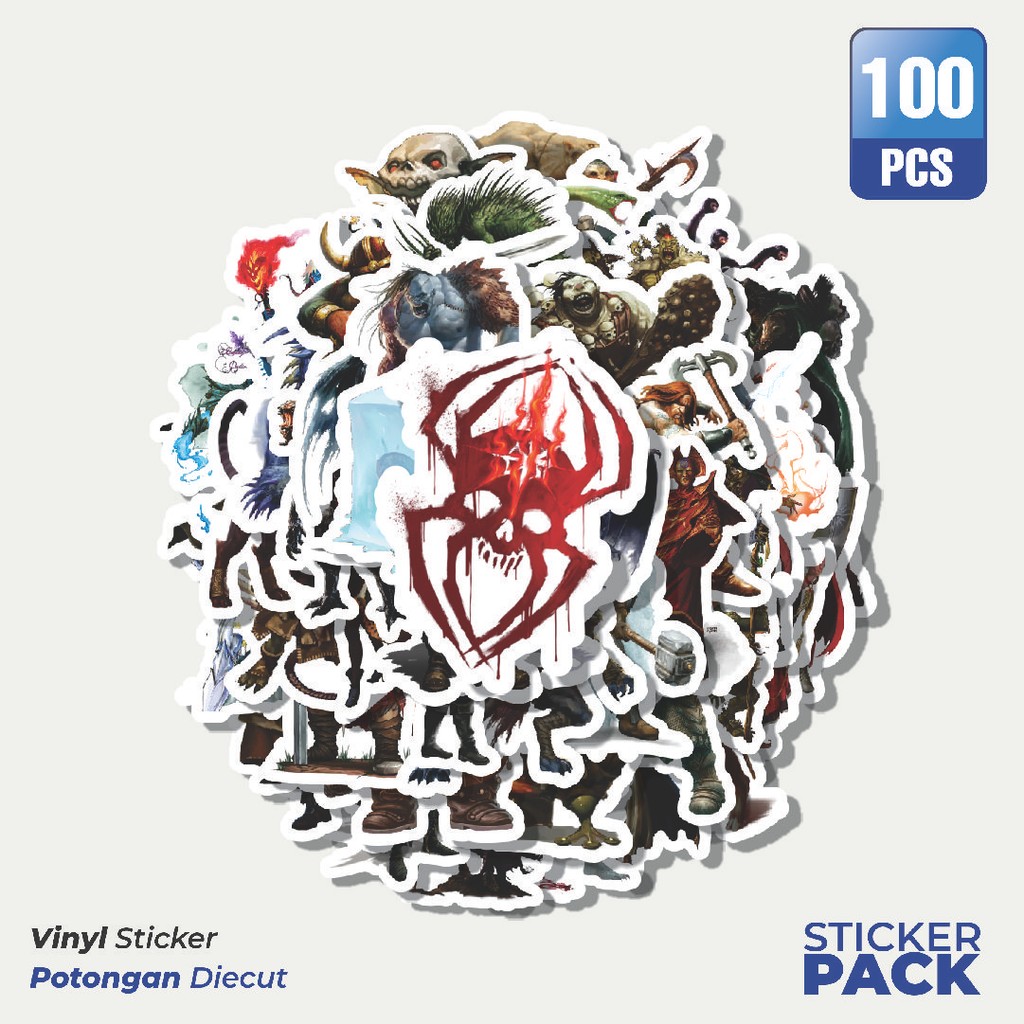 

Super Hemat! 100 PCS Stiker Dungeon And Dragons Series 4 Waterproof Aesthetic- Untuk Laptop, Motor, dan Helm - Paper Stationery Pack