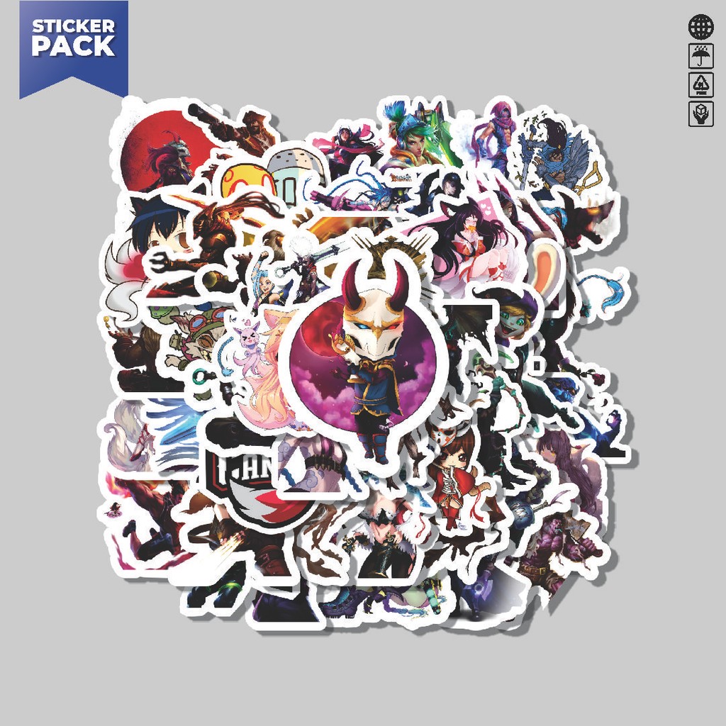 

[100PCS]Stiker Pack Stiker Kartun League of Legends v3 Aesthetic Vinyl Anti Air Dekorasi Sticker Laptop Buku Journal Koper Helm Casing HP Gitar Helm Skateboard