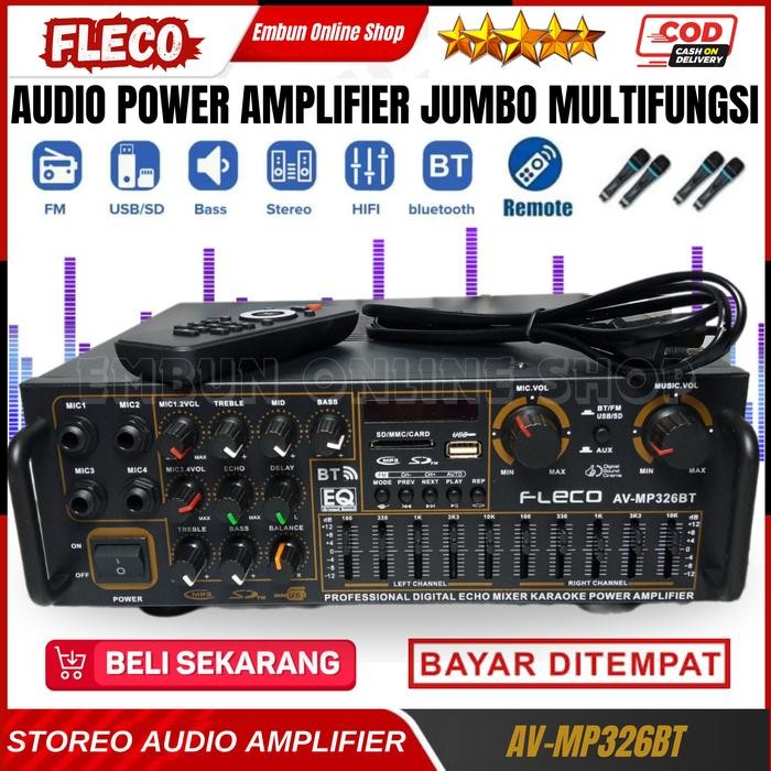 AMPLIFIER BLUETOOTH SUNBUCK AUDIO FLECO AV-MP326BT BISA BASS + TREBEL + BLUETOOTH + BISA INPUT MIC +