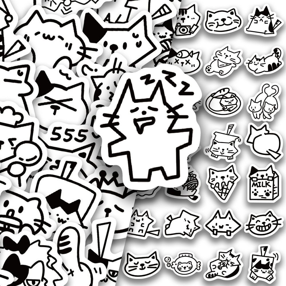 

100Pcs Cute Cat Stickers Kawaii Cat Decals For Phone Laptop Suitcase Notebook Skateboard Waterproof Stickers