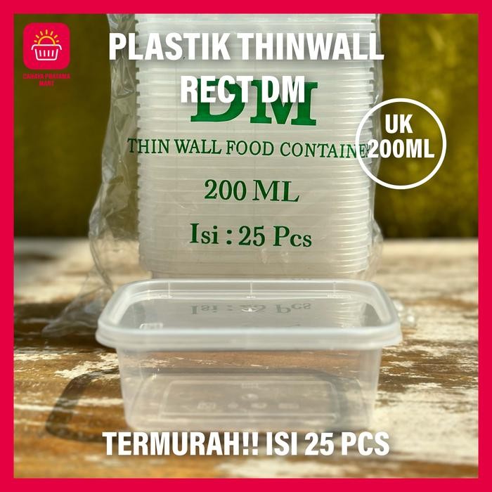 THINWALL RECTANGLE / Kotak makan plastik BOX MIKA THINWALL WADAH + TUTUP TERMURAH  ISI 25PCS Thinwal