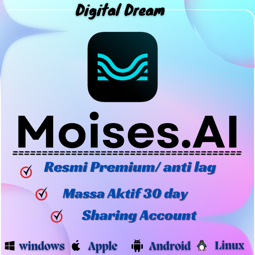 MOISES AI PREMIUM ALL DEVICE 1 Bulan dapat [ pro plan ] akun private
