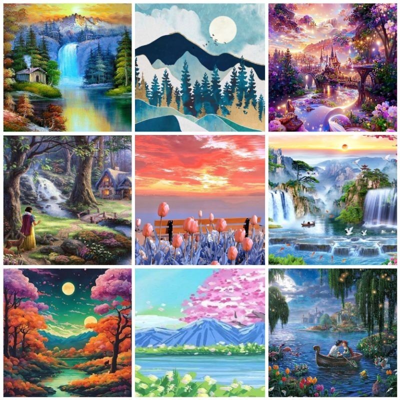 

COD Canvas Painting By Numbers Lukisan Kanvas Cat 40x50CM