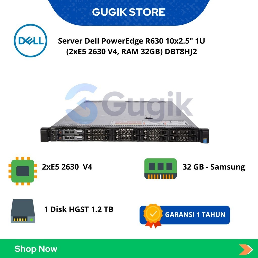 Server Dell PowerEdge R630 10x2.5" 1U (2xE5 2630 V4, RAM 32GB) DBT8HJ2