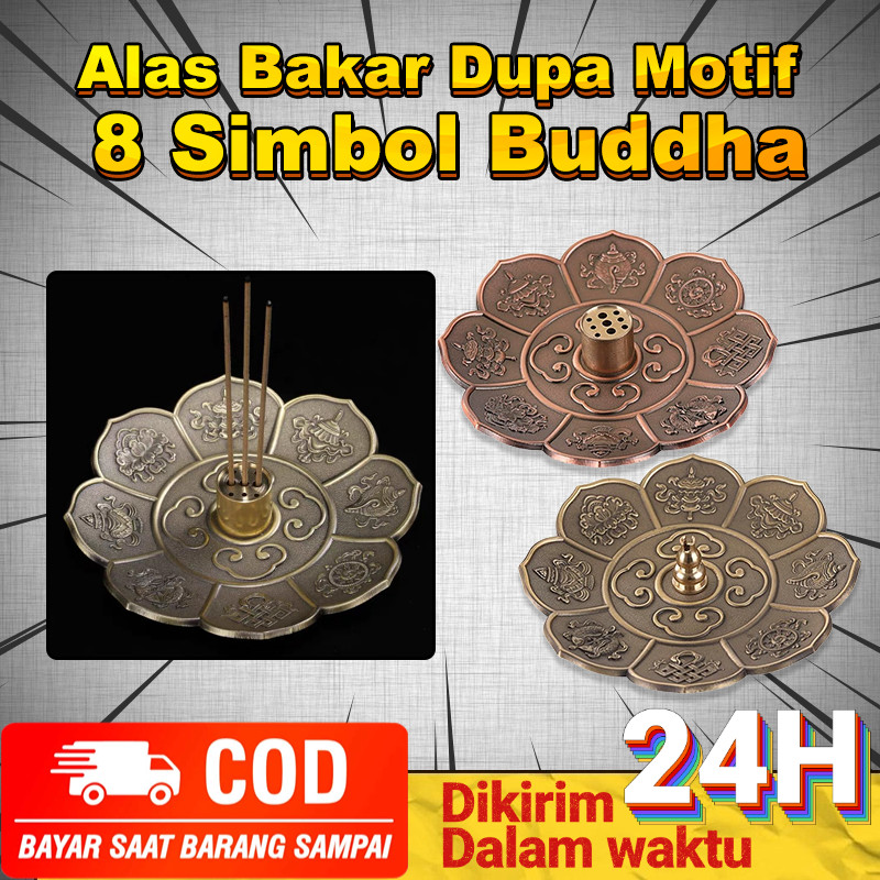 Bisa COD Tempat Bakar Dupa Incense Holder logam / tempat dupa Ashtamangala / Hio Stik Bentuk Bunga T