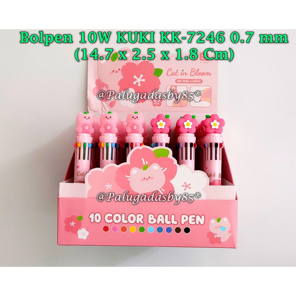 

(1 Pak Isi 36 Pcs) GROSIR Bolpen 10 Warna KUKI KK-7246 Cat In Bloom 0.7 Ball Pen (1 Pak Isi 36 Pcs)