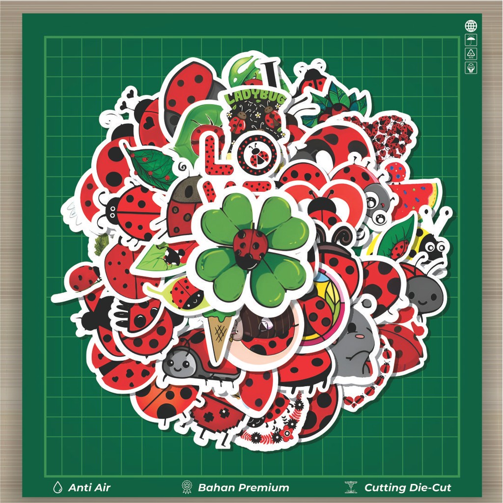 

HOT 50 PCS STIKER Stiker Hewan Ladybird,/Ladybug [Kumbang Kecil] Stiker Fashion Cars Decal Dingin Kartu Album Custom Vinyl Anti Air- Sticker Aesthetic Buku Journal Koper Casing HP Tablet Laptop Helm Motor Botol Minum