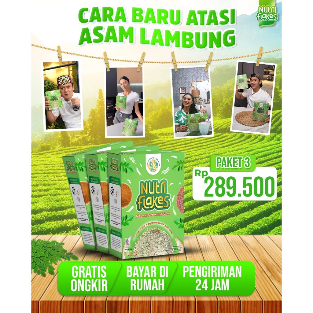 

Nutriflakes Sereal Umbi Garut – Atasi Asam Lambung, GERD & Maag | Terjual Ribuan | Original & Aman
