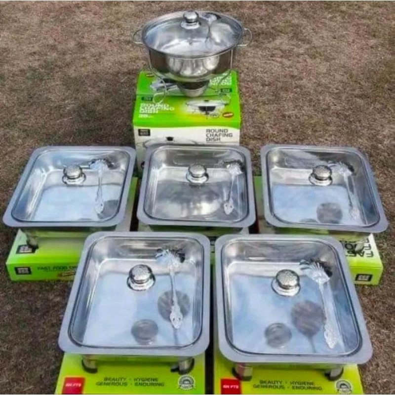 Prasmanan Kaca Set Lengkap Dengan Pemanas Stainless Steel