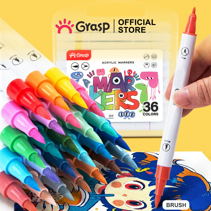 

GRASP Marker Arylic Dual Tip 12/36/48 Warna Spidol Akrilik Ujung Ganda Anti Tembus MW018