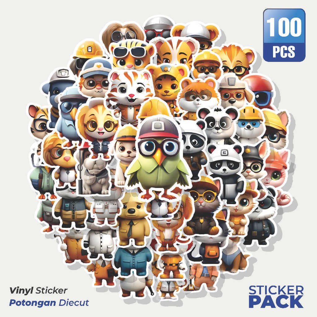 

Super Hemat! 100 PCS Stiker Animal Cartoon Profesion Series [Serial Profesi Kartun Hewan] Waterproof Aesthetic- Untuk Laptop, Motor, dan Helm - Paper Stationery Pack