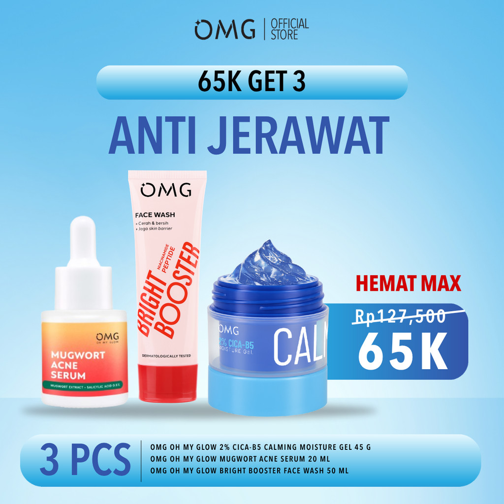 [65K GET 3] OMG OH MY GLOW 3in1 Auto Cerah  & Anti Jerawat - Moisturizer, Facewash, Serum - Pelembab