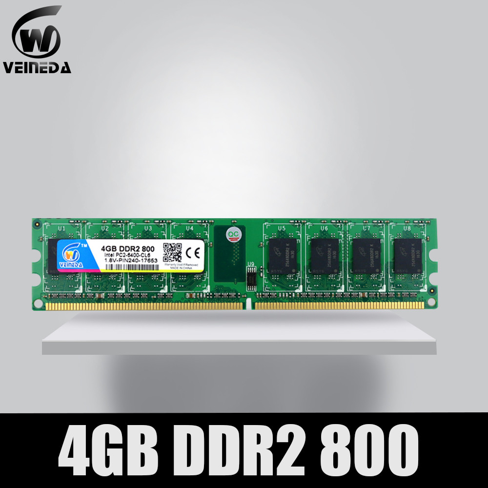 VEINEDA 2Gb 4Gb ddr2 memoria ddr 2 4Gb 800Mhz ddr 2 2g 800 667 533 PC2 - 6400 memory RAM For Intel A