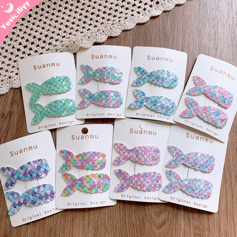 COD Jepitan BB Samping Lucu Jepitan Rambut Ekor Putri Duyung Berkilau Warna-warni untuk Anak Jepitan