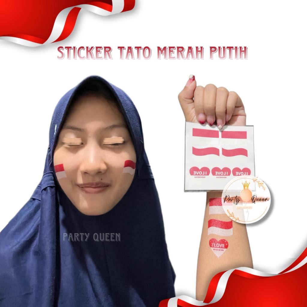 Temporary Tattoo / Tato Bendera Merah Putih Pipi Muka Tangan