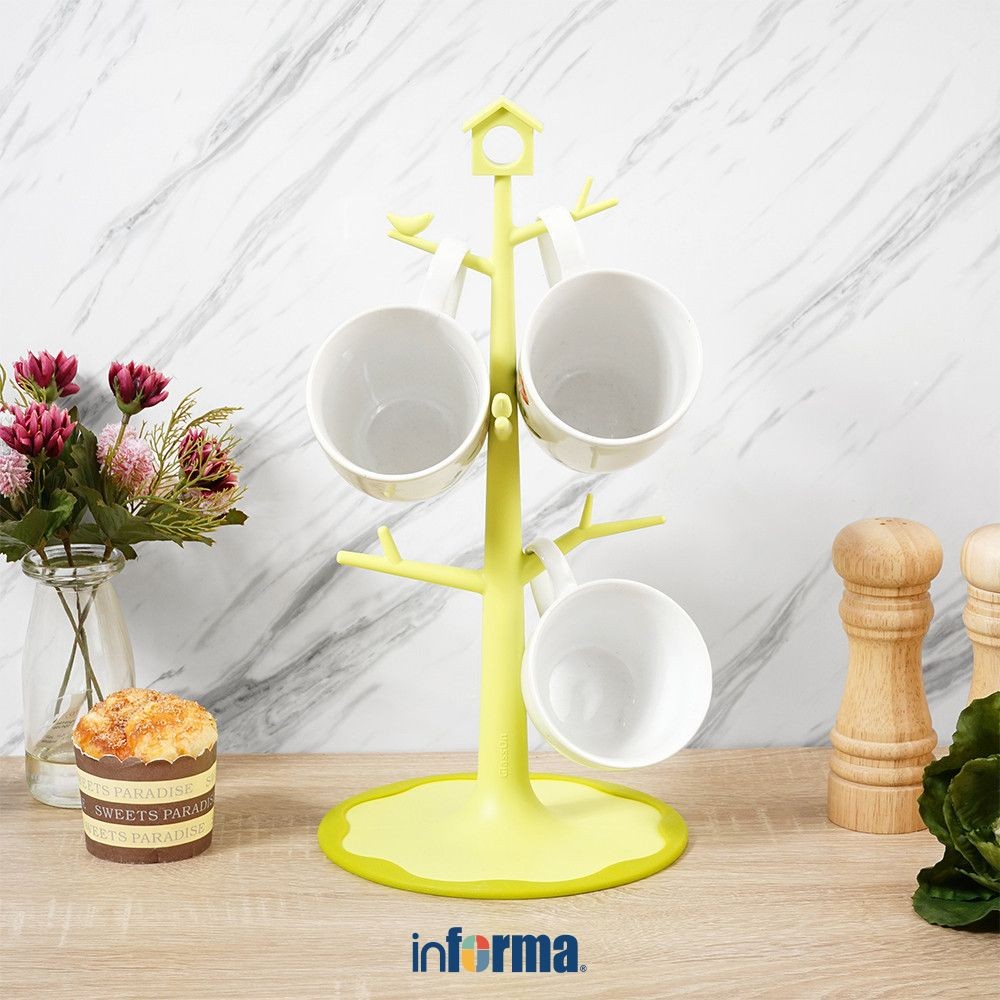 Informa Glasslock Rak Cangkir - Hijau Tempat Cangkir Gantung Rak Cup Cangkir Mug Gelas Cup Holder Pe