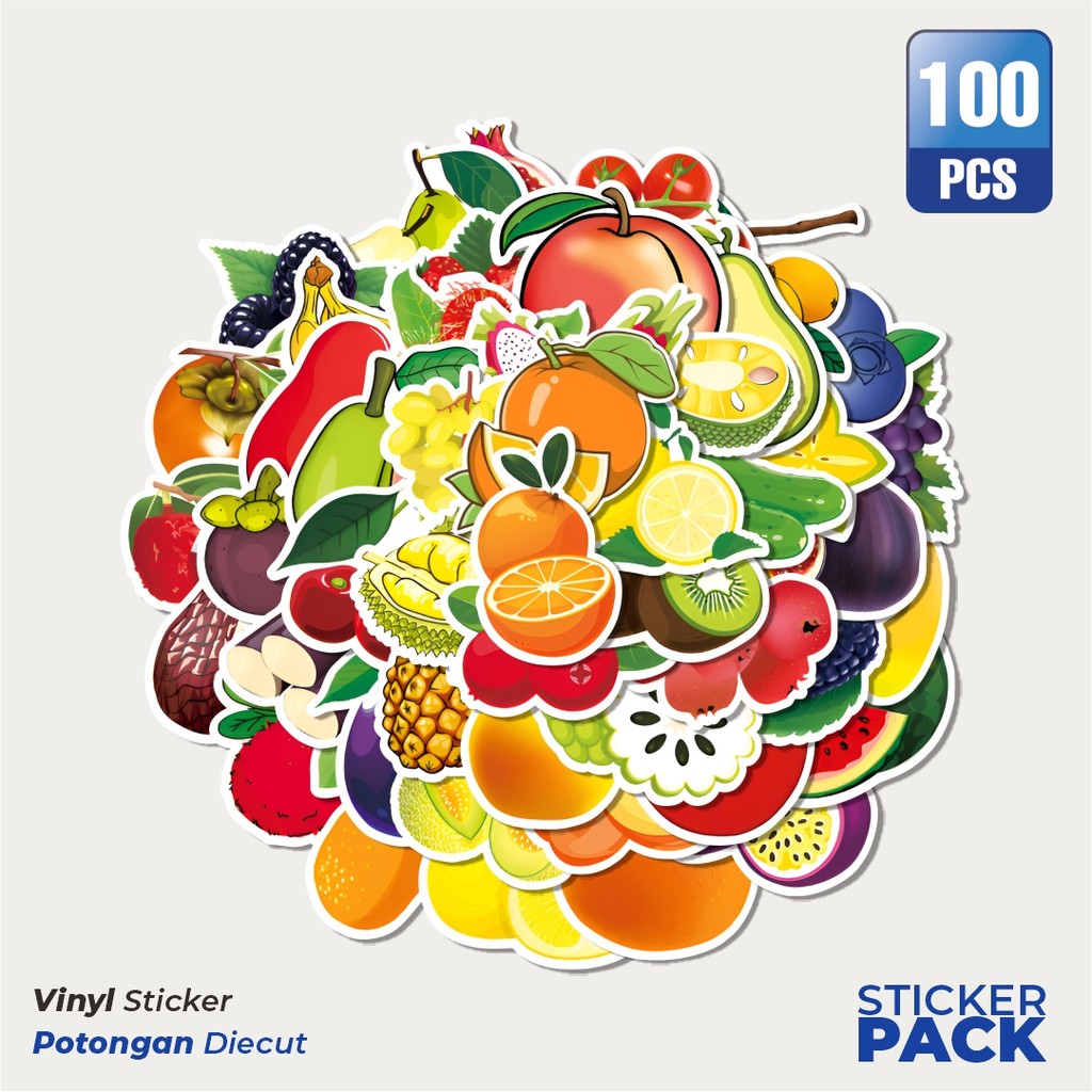

Super Hemat! 100 PCS Stiker Mix Fruits [Campuran Buah] Waterproof Aesthetic- Untuk Laptop, Motor, dan Helm - Paper Stationery Pack