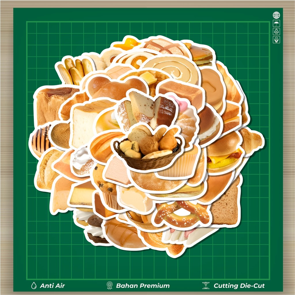 

HOT 50 PCS STIKER Stiker Tempting Food Toast and Bread [Roti Panggang] Stiker Fashion Cars Decal Dingin Kartu Album Custom Vinyl Anti Air- Sticker Aesthetic Buku Journal Koper Casing HP Tablet Laptop Helm Motor Botol Minum
