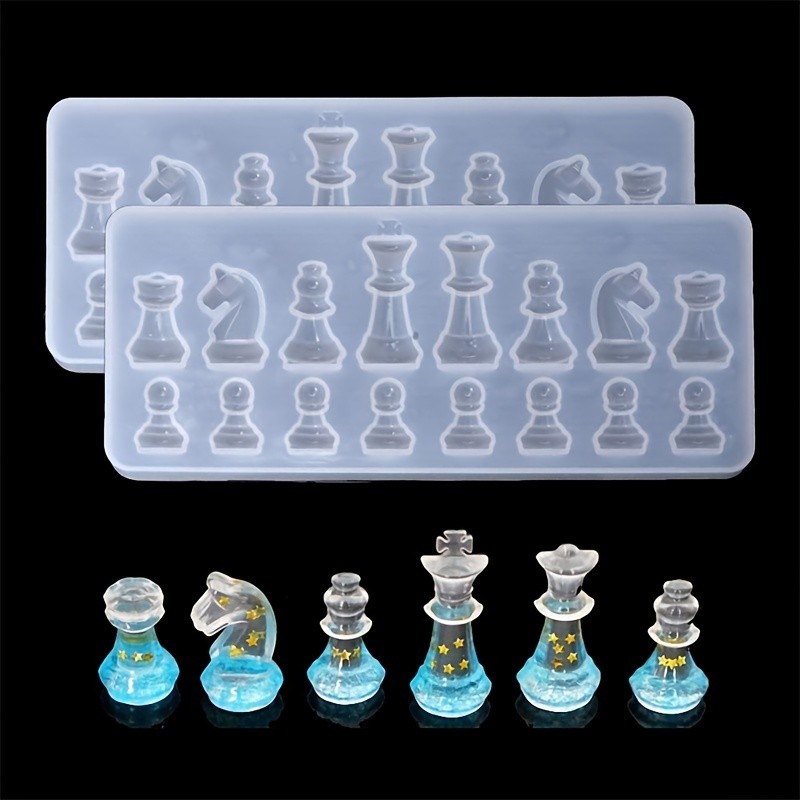 

2Pcs MIni Small Chess Pieces Resin Molds, International Chess Silicone Mold Epoxy Resin Craft Casting Clay Decorating Tools