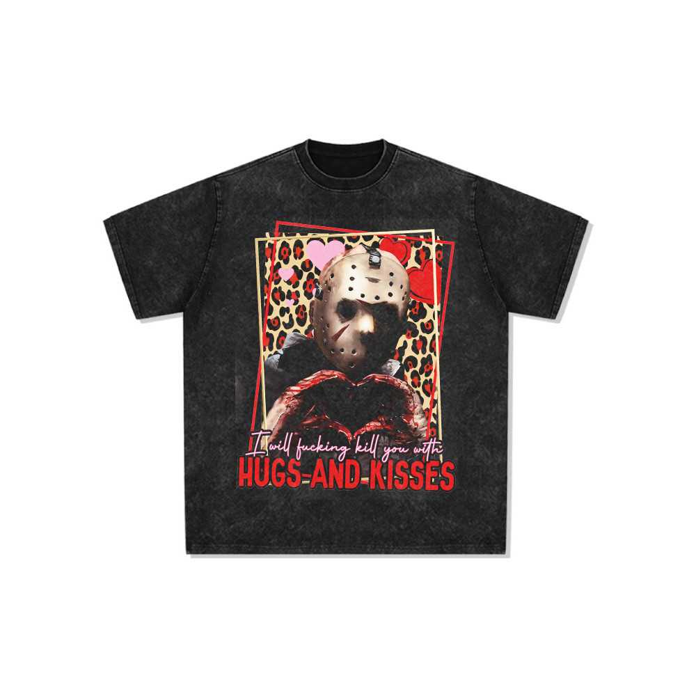 Jason Voorhees Korea Style T-shirt Oversize Kaos pria dan wanita  leher bulat
