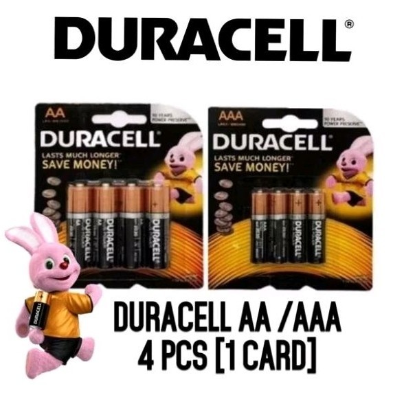 Duracell Bateri Alkaline AA & AAA 4 Pcs/Kartu Tahan Lama Hemat Uang Duracell AA AAA 4 PCS [1 CARD]