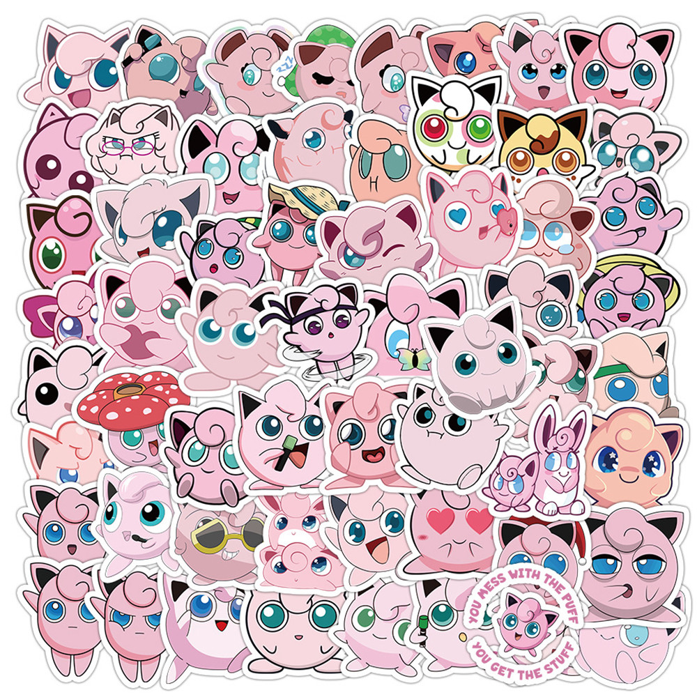 

10/30/60PCS Cute Jigglypuff Stickers Pink Pokemon Cartoon Decoration Waterproof Phone Notebook Fridge Wall Decals Kids Toys Gift