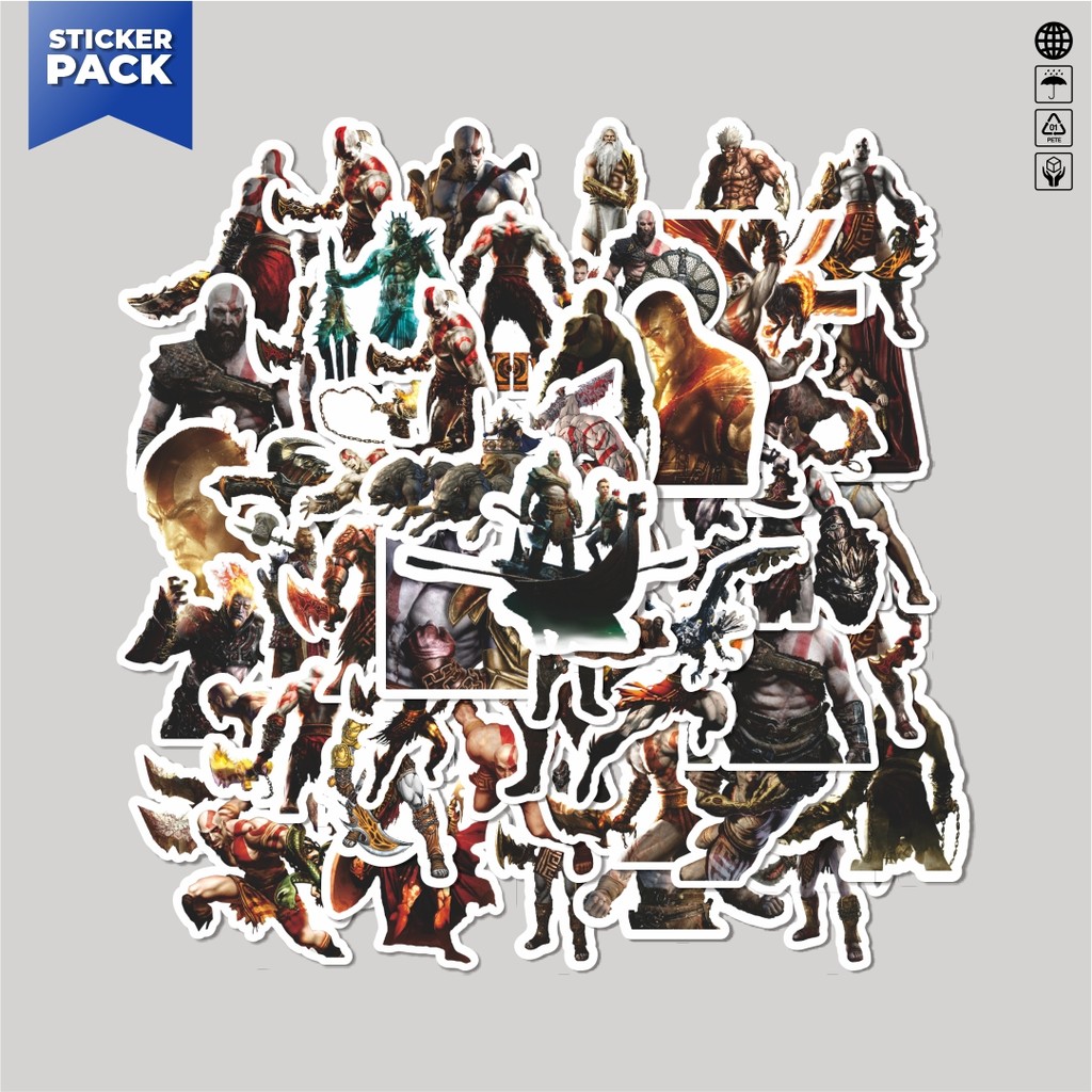 

[100PCS]Stiker Pack Stiker Video Game Series God Of War Character Mix Aesthetic Vinyl Anti Air Dekorasi Sticker Laptop Buku Journal Koper Helm Casing HP Gitar Helm Skateboard