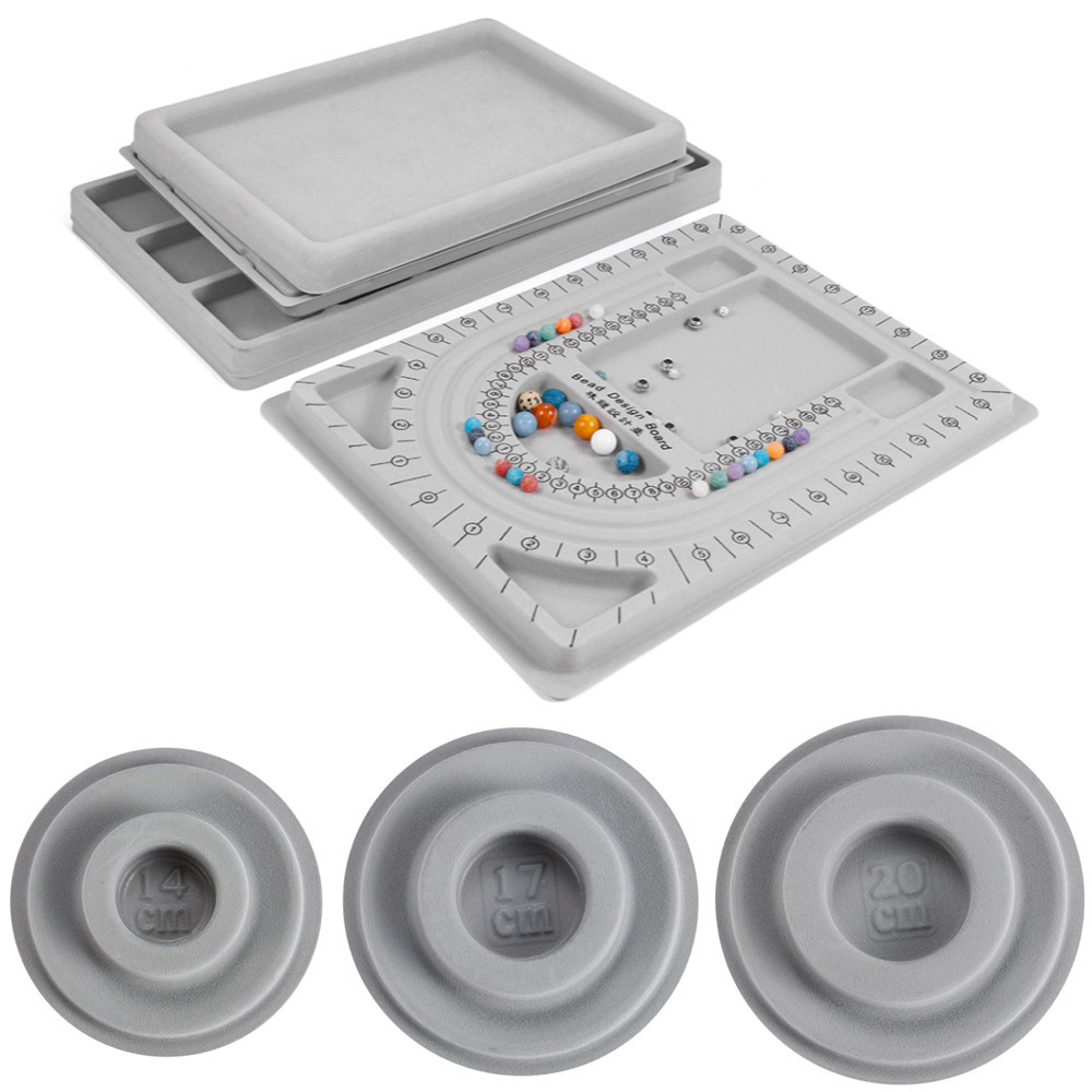 

Flocked Bead Board Bracelet Necklace Beading Organizer Artistry Tray Design Measuring Tool for DIY Jewelry Making Accessories