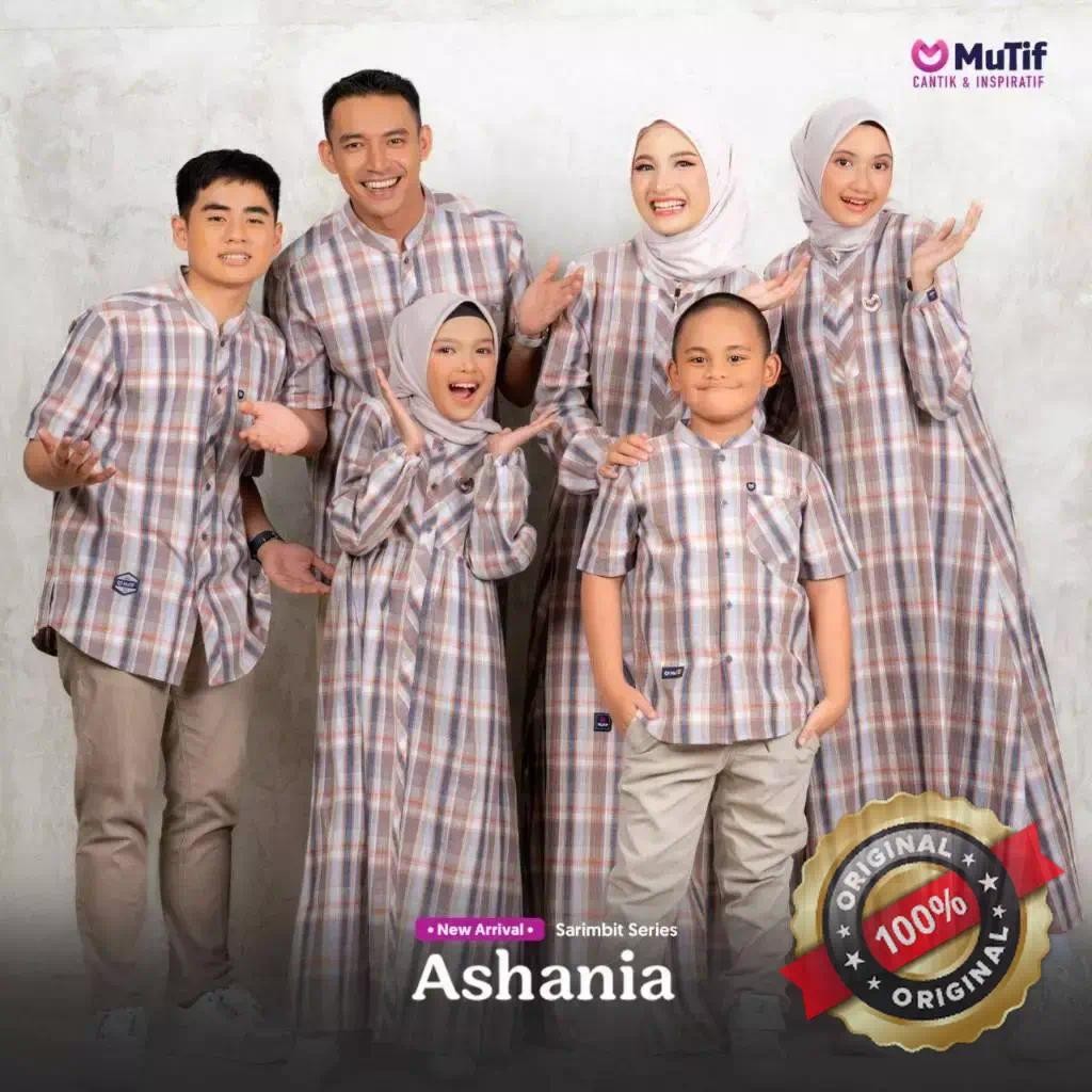 MUTIF Sarimbit Ashania Asraf Cream Tan Baju Couple Keluarga Muslim Family Set Modern Casual Famset G