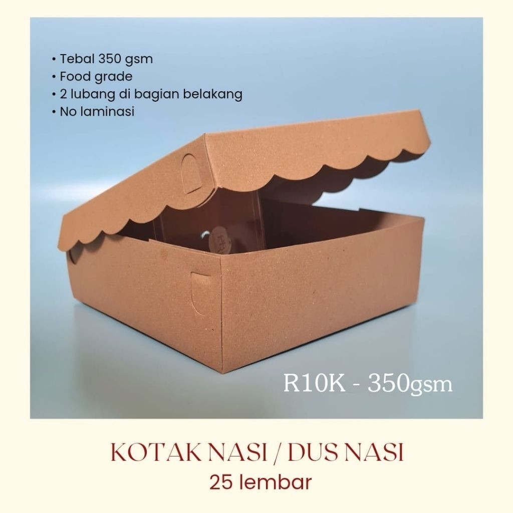Dus Kotak Nasi Kraft 20x20 - 18x18 / Kotak Nasi Kraft Renda 350gsm / Dus Katering  R10K 20x20 - R8 1