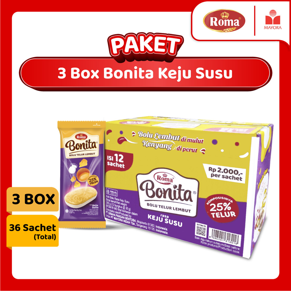 

Paket 3 Box Roma Bonita Keju Susu