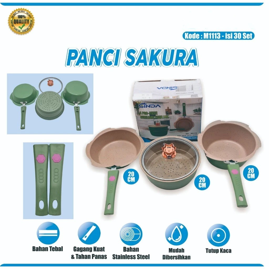 Panci Mpasi Set Bayi 4 IN 1 / Kukusan Granit Anti Lengket Wajan Keramik Food Grade AMAN UNTUK MPASI