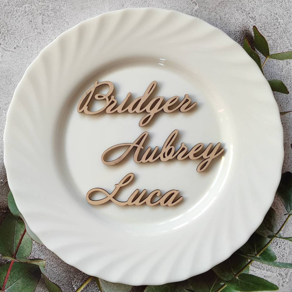 

Personalized wooden name place cards Guest names setting Dinner place cards Laser cut Custom wooden tags Seating chart