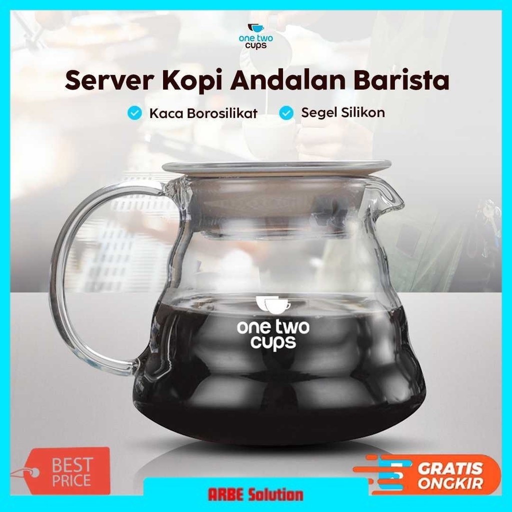 One Two Cups Coffee Server V60 Drip Pour Over Borosilicate Glass