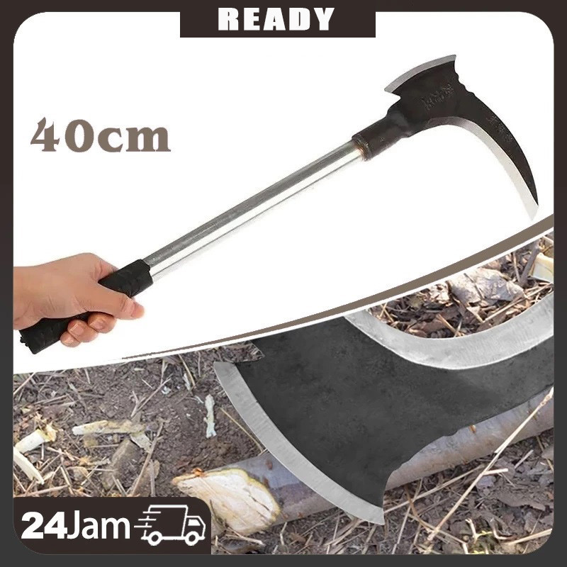 40CM Pemotong Sabit kapak Ganda Pemangkas Rumput Multifungsi 6722/Alat Panen Padi Potong Rumput Sabi