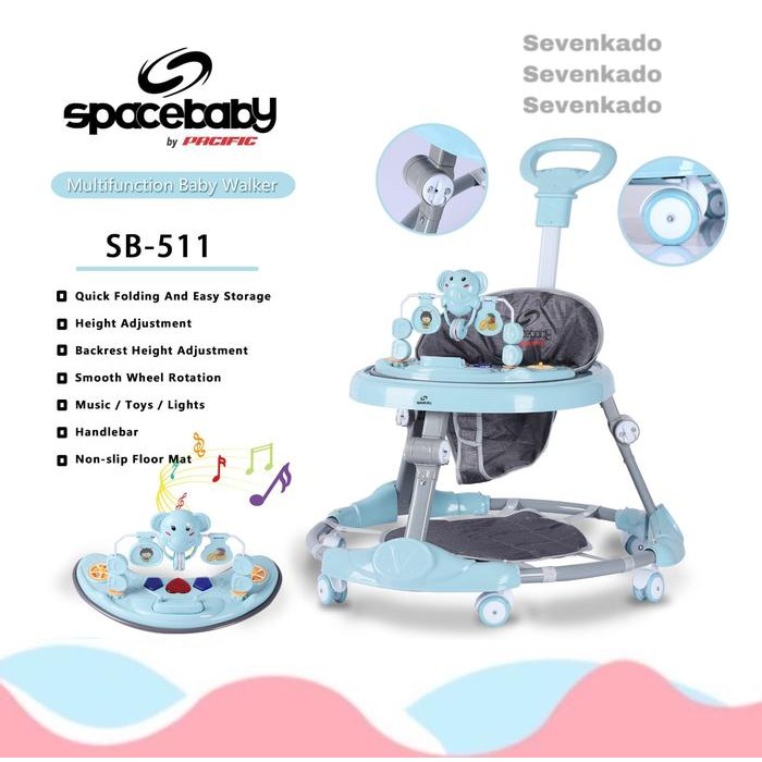 Baby Walker Space Baby Spacebaby SB 511 SB511 SB-511 gajah - Biru