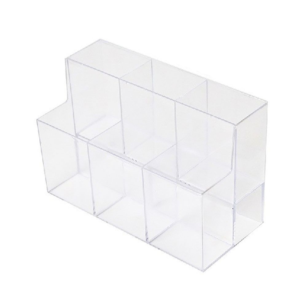 

High Quality Acrylic Pen Holder Transparent Sorting Storage Pen Container 6 Grids Desktop Organiser Brush Pot