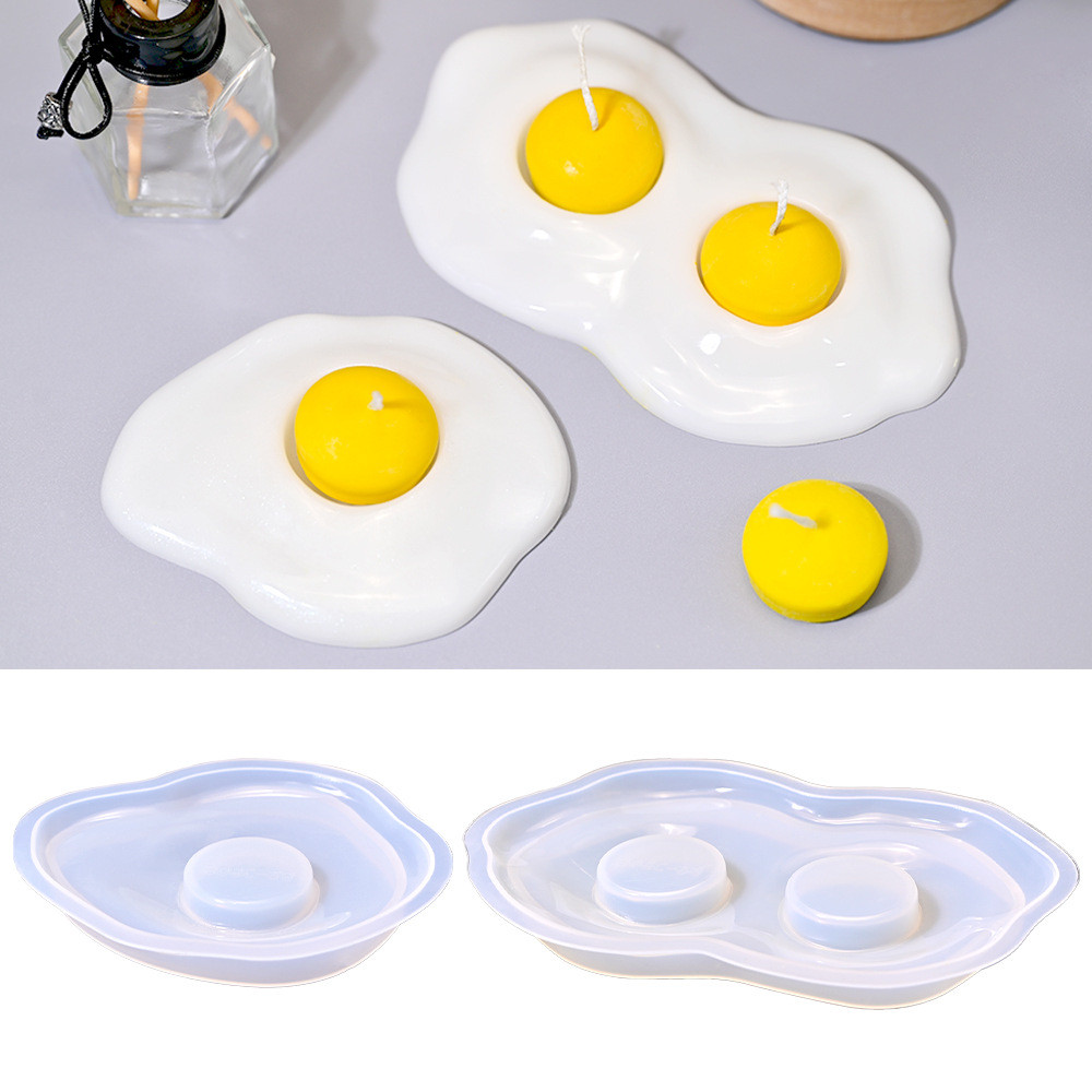 

Poached Egg Yolk Shaped Silicone Mold DIY Aromatherapy Candle Holder Mold Cake Sugar Baking Mold Ornament