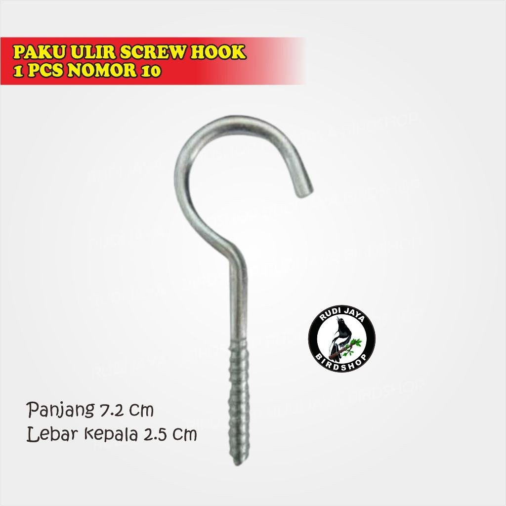 READY PAKU ULIR SCREW HOOK 1 PCS NOMOR 10 PAKU PLAFON KAPSTOK HAK BUKA GANTUNG SANGKAR  / POT BUNGA