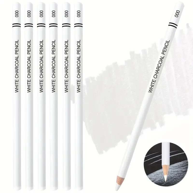 

6Pcs/set White Charcoal Pencils Drawing Set Professional White Sketch Pencils for Drawing Sketching Chalk Pencils for Beginners