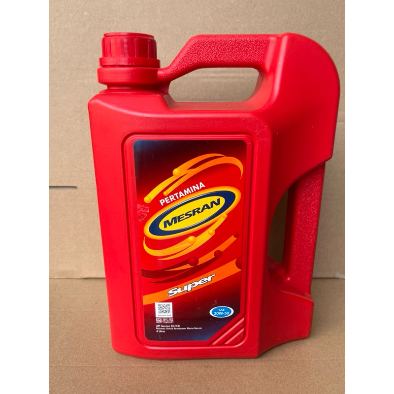 BOBUNSHOP  OLI OIL MESRAN SUPER 4LITER SAE 20W-50 PELUMAS OLI MESIN MOBIL UNIVERSAL XENIA AVANZA GRA