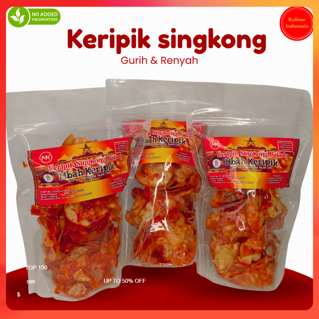 

keripik singkong Balado renyah mbah keripik oleh oleh khas daerah