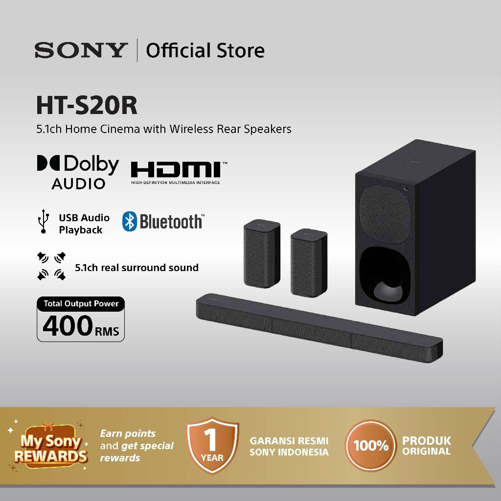 Sony Home Theater Hometheater HT-S20R Soundbar 5.1ch Home Cinema Soundbar System - - Black Original