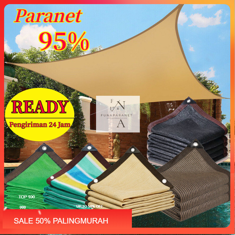 95% Paranet Pelindung Sinar Matahari SunShade Net Anti UV Lebar 2/3/4/6/8 Meter Rumah Kaca/Taman/Out