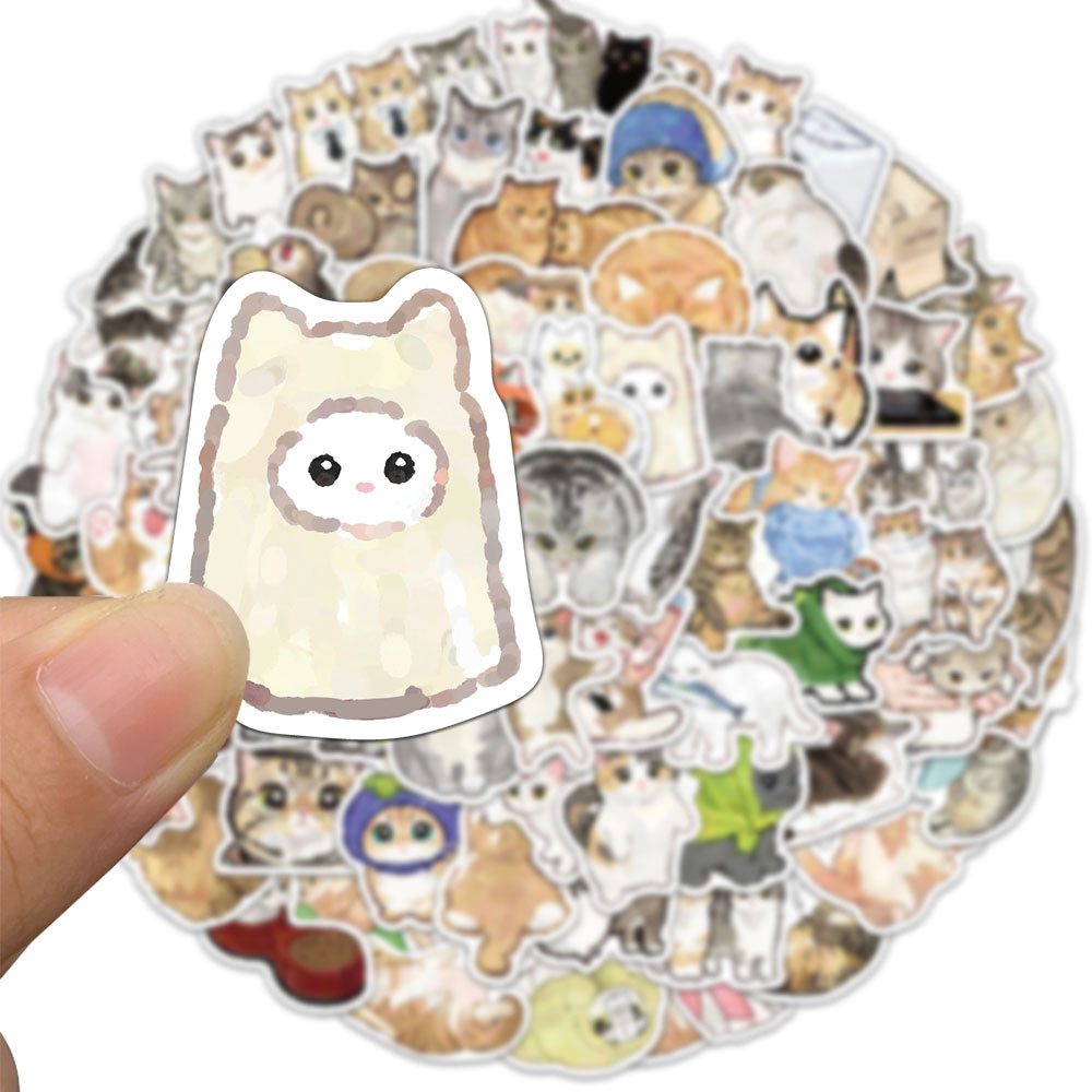 

77/154/231 PCS Cartoon Cat Stickers Exquisite Animal Account Materials Phone Cases Laptop Luggage Waterproof Stickers