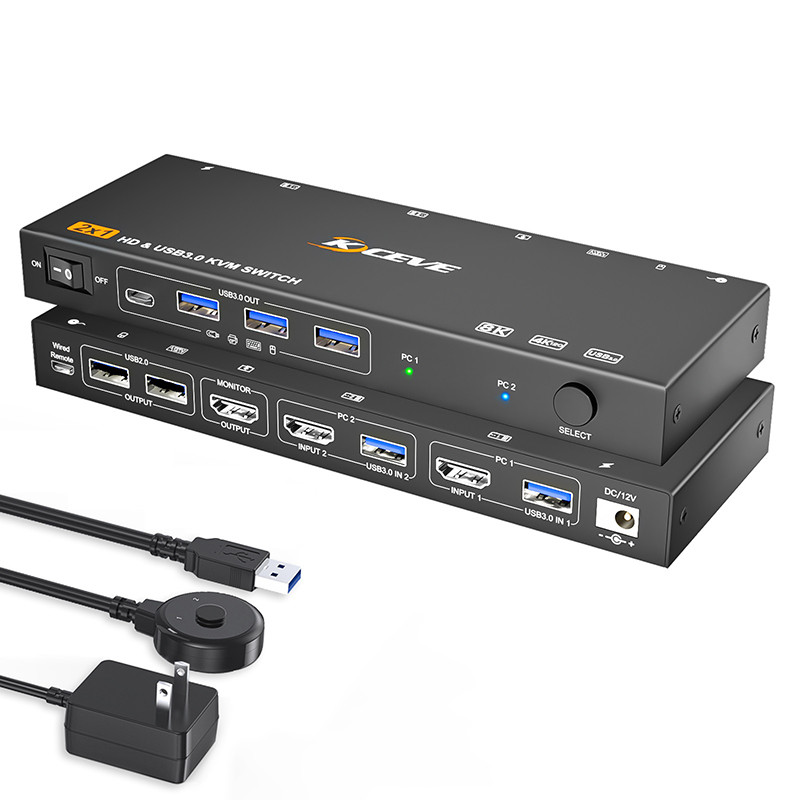 KVM Splitter Extender Splitter Adapter USB3.0/HDMI-compatible KVM SWITCH USB HUB Splitter Converter 