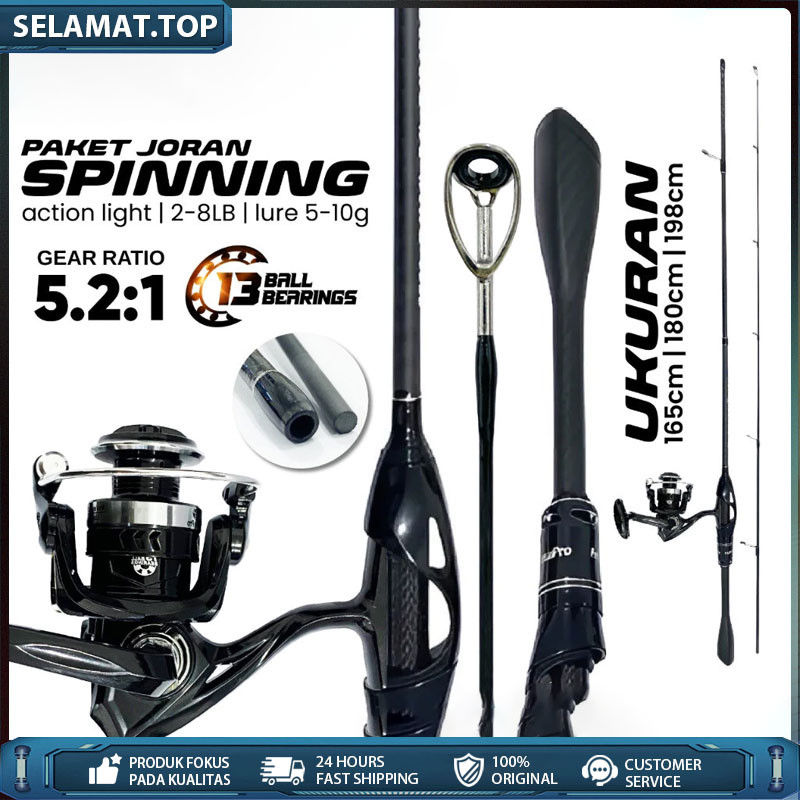 1 Set Joran Pancing Spinning & Casting 1.65M 1.80M Gagang Karbon Joran Casting Dengan Reel Pancing G