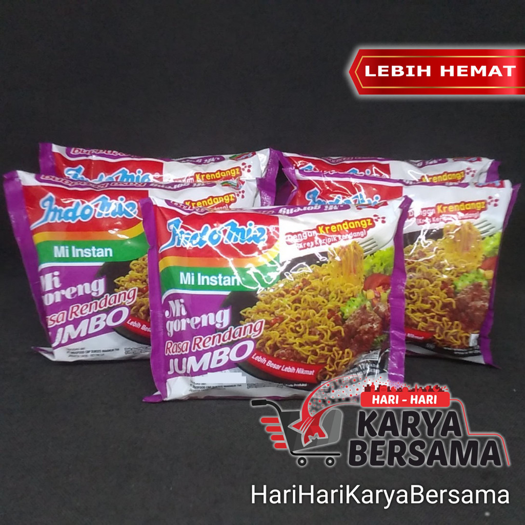 

MAKANAN MIE INSTAN INDOMIE GORENG JUMBO RASA RENDANG PACK 5 PCS X 120GR
